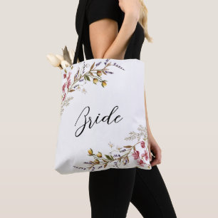 Bolsa Tote Noivas de Flores Silvestres de Outono com Grafia E