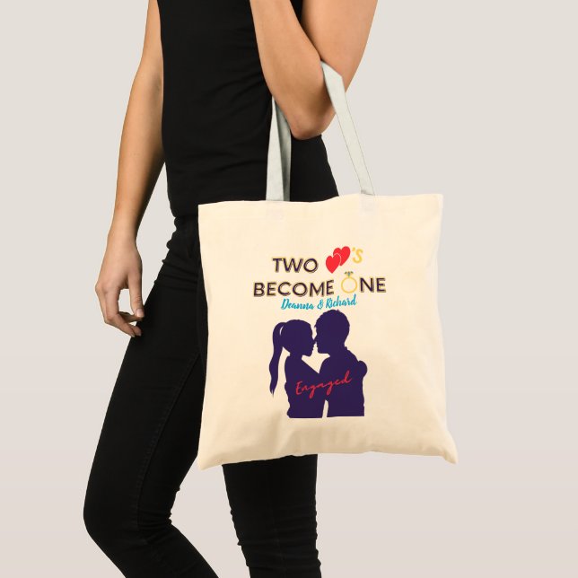 Bolsa Tote Noivos Dois Corações se Tornam Um  (Frente (produto))