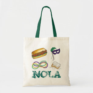 Bolsa Tote NOLA New Orleans Louisiana Mardi Gras Partido Miça