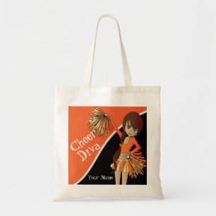 Bolsa Tote Nome alaranjado do cheerleader   DIY da diva do
