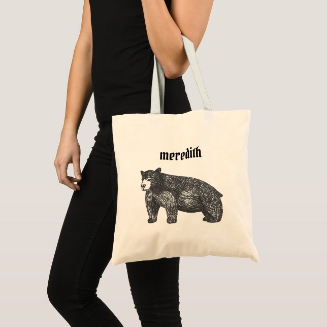 Bolsa Tote Nome Bag do Urso Negro Russo Artístico (Frente (produto))