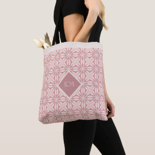 Bolsa Tote Nome Blush Abstrato Floral Chic Bonito Girly
