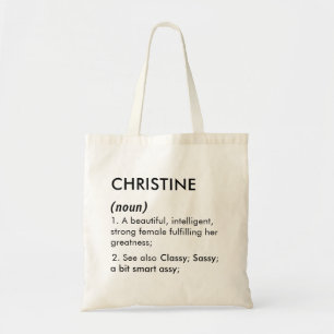 Bolsa Tote Nome Christine, Nome editável, Nome personalizado