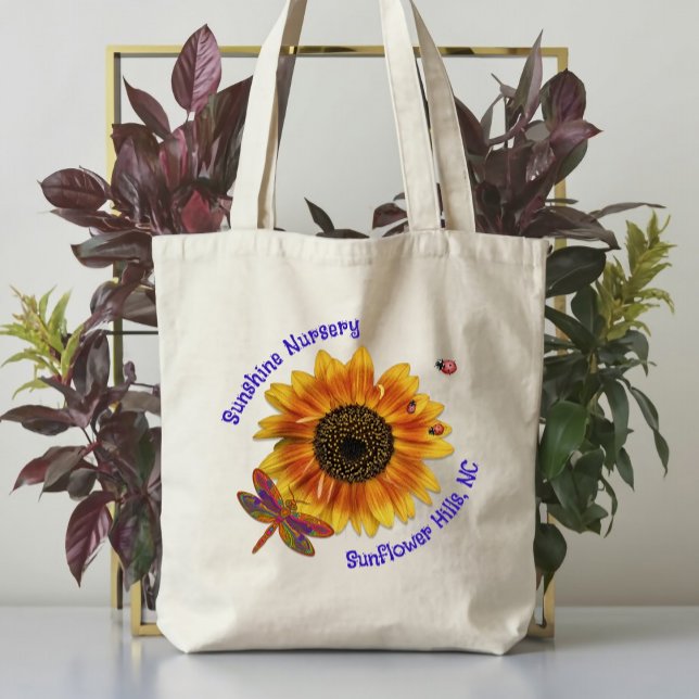 Bolsa Tote Nome Comercial do Sunflower Dragonfly (Criador carregado)