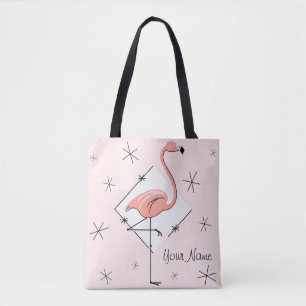 Bolsa Tote Nome cor-de-rosa do diamante dos flamingos por
