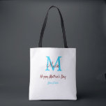 Bolsa Tote nome cor-de-rosa simples e mínimo do monograma azu<br><div class="desc">design</div>