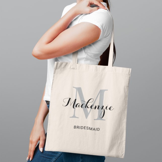 Bolsa Tote Nome da Bridesmaid Negra de Casamento Preto da Cin (Criador carregado)