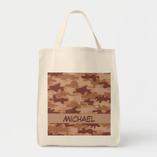 Bolsa Tote Nome da camuflagem de Brown Tan Camo personalizado