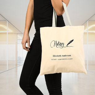 Bolsa Tote Nome da caneta da assinatura branca preta do notár