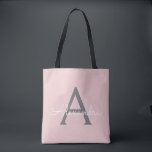 Bolsa Tote Nome da Cinza Cor-de-Rosa Brilhante Monograma Mode<br><div class="desc">Cor-de-rosa e Cinza legante Adicione seu próprio nome Monograma Book Bag. Este Livro Bag pode ser personalizado para incluir seu nome inicial e próprio e ser dado como presente para o Natal,  Doce 16 Aniversário,  Chá de panela ou Casamento.</div>