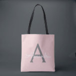 Bolsa Tote Nome da Cinza Cor-de-Rosa Brilhante Monograma Mode<br><div class="desc">Cor-de-rosa e Cinza legante Adicione seu próprio nome Monograma Book Bag. Este Livro Bag pode ser personalizado para incluir seu nome inicial e próprio e ser dado como presente para o Natal,  Doce 16 Aniversário,  Chá de panela ou Casamento.</div>