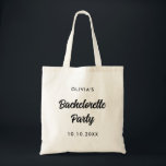 Bolsa Tote Nome da Equipe da Noiva para Festa de Despedida de<br><div class="desc">Um design simples de tipografia de texto preto minimalista para uma festa de despedida de solteira ou chá de noiva. O texto de caligrafia é personalizável e pode ser alterado para sua própria frase. Você pode alterar a fonte, cor da fonte, tamanho da fonte, espaçamento entre letras, cor do fundo...</div>