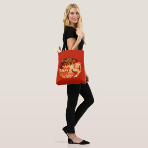Bolsa Tote Nome da Família Dourada Vermelha Vintage Espanha F