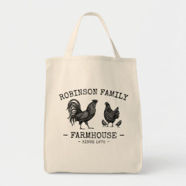 Bolsa Tote Nome da família Farmhouse Hen Pintinho Rooster