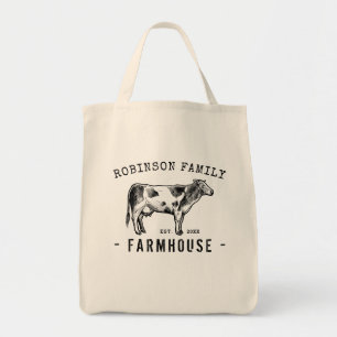 Bolsa Tote Nome da família Farmhouse Russe Dairy milk Cow