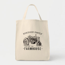 Bolsa Tote Nome da família Farmhouse Rustic Vintage Trator