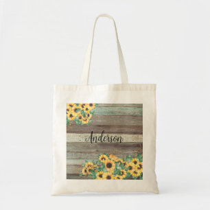Bolsa Tote Nome da Família Sunflower