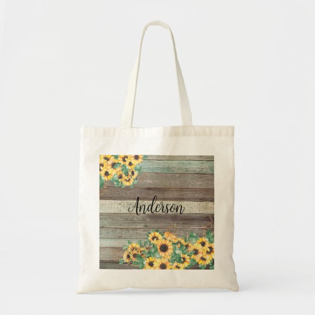 Bolsa Tote Nome da Família Sunflower (Frente)