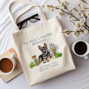 Bolsa Tote Nome da Fazenda de Ervas em Potes Pastor Alemão