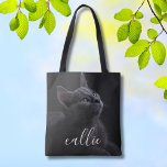 Bolsa Tote Nome da Foto do Pet Cat<br><div class="desc">Design de foto de um gato.</div>