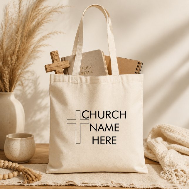 Bolsa Tote Nome da Igreja com Cross Christian (Criador carregado)