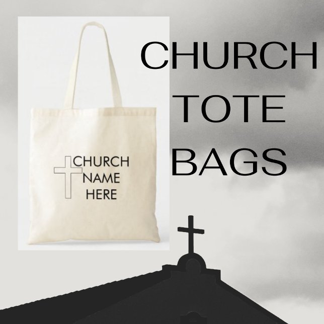 Bolsa Tote Nome da Igreja com Cross Christian (Criador carregado)