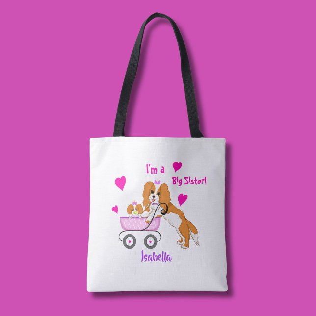 Bolsa Tote Nome da Irmã Mais Velha Cavalier King Charles Span (Criador carregado)