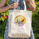 Bolsa Tote Nome da madrinha de casamento floral de Boho<br><div class="desc">Um guião elegante de caligrafia boêmia russa,  um guião floral de chapéu ou um presente de saco. Fácil de personalizar com seu texto!</div>