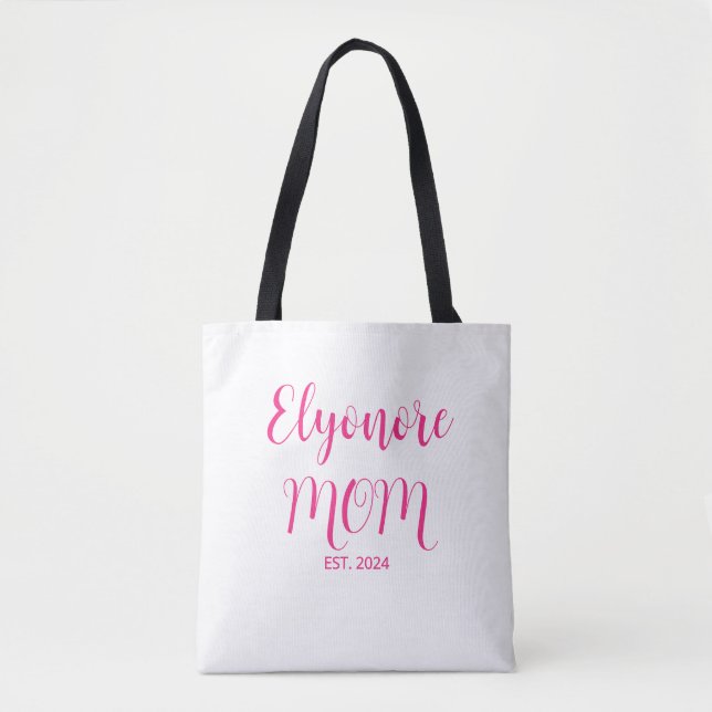 Bolsa Tote Nome da Mãe Personalizado Data de Estabelecimento  (Frente)