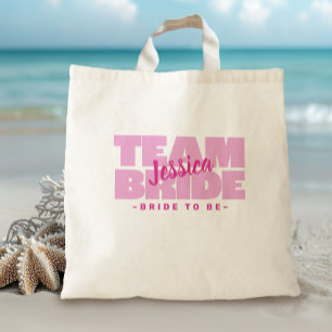 Bolsa Tote Nome da Noiva Equipe Para Ser Noiva Rosa Retro Fof