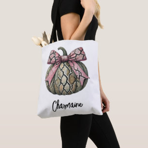Bolsa Tote Nome da Pumpkin Personalizado de Snakeskin