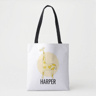 Bolsa Tote Nome da Safari de Girafa em Aquarela Fofa para Men