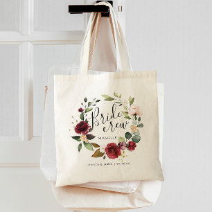 Bolsa Tote Nome da tribo Wreath Floral Floral da Watercolor B