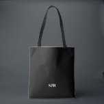 Bolsa Tote Nome das iniciais do monograma personalizado preto<br><div class="desc">Simples,  elegante e simples,  as iniciais personalizadas do monograma preto e branco Nome personalizado Tote Bag</div>