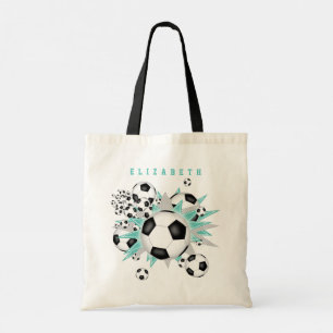 Bolsa Tote nome das raparigas de bola de futebol de teia leve