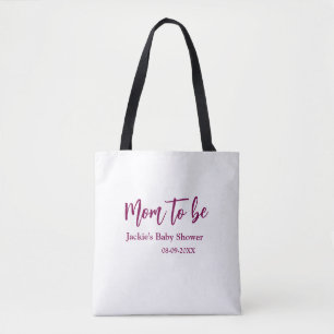 Bolsa Tote nome data chá de bebê futura mamãe rosa simples mí