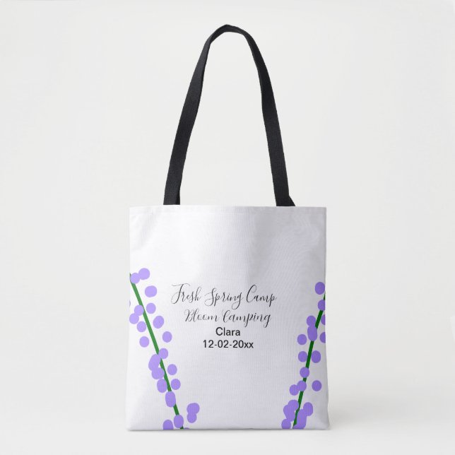 Bolsa Tote Nome data si flores de lavanda de camping fresco d (Frente)