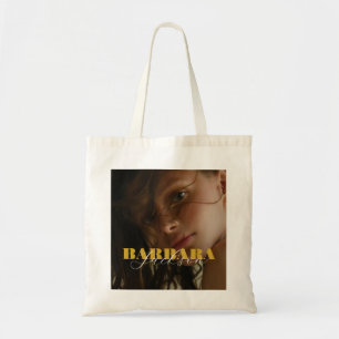 Bolsa Tote Nome de Adição de Cor Dourada Moderna