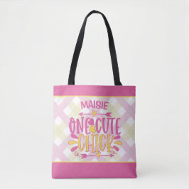 Bolsa Tote NOME DE ADIÇÃO Personalizado Um Pintinho Cor-de-Ro