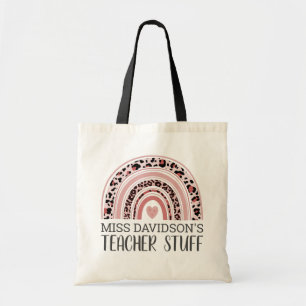 Bolsa Tote Nome de Apreciação do Professor Boho Rainbow