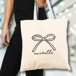 Bolsa Tote Nome de Arco Desenhado à Mão Minimalista