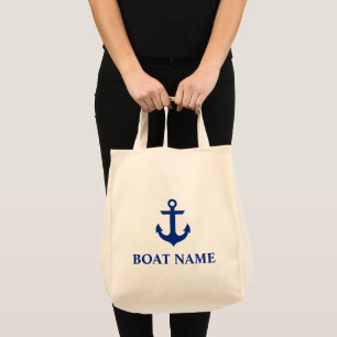 Bolsa Tote Nome de Barco Náutico Âncora Mercearia