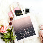 Bolsa Tote Nome de cintilações preto e rosa modernos<br><div class="desc">Nome de cintilações preto e rosa modernos</div>