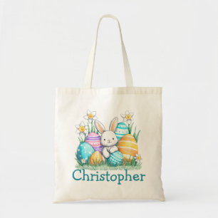 Bolsa Tote Nome de Crianças da Páscoa Meninos Coelho Coelhinh