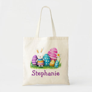 Bolsa Tote Nome de crianças para Páscoa Meninas Coelho Coelhi