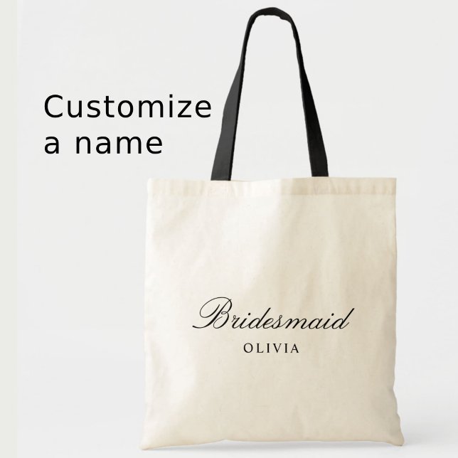 Bolsa Tote Nome de Dama de Honra com Letra Personalizada Simp (Criador carregado)
