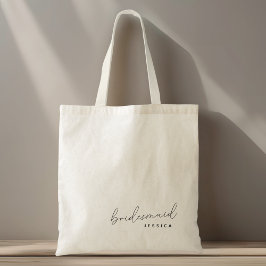 Bolsa Tote Nome de Dama de Honra em Caligrafia Moderna