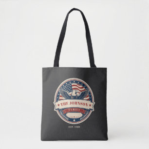 Bolsa Tote Nome de Família Personalizado Águia Patriótica Nom