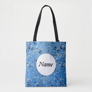 Bolsa Tote Nome de Flores de Desenho Animado Feminino Fofo e 