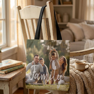 Bolsa Tote Nome de Foto de Família Personalizado